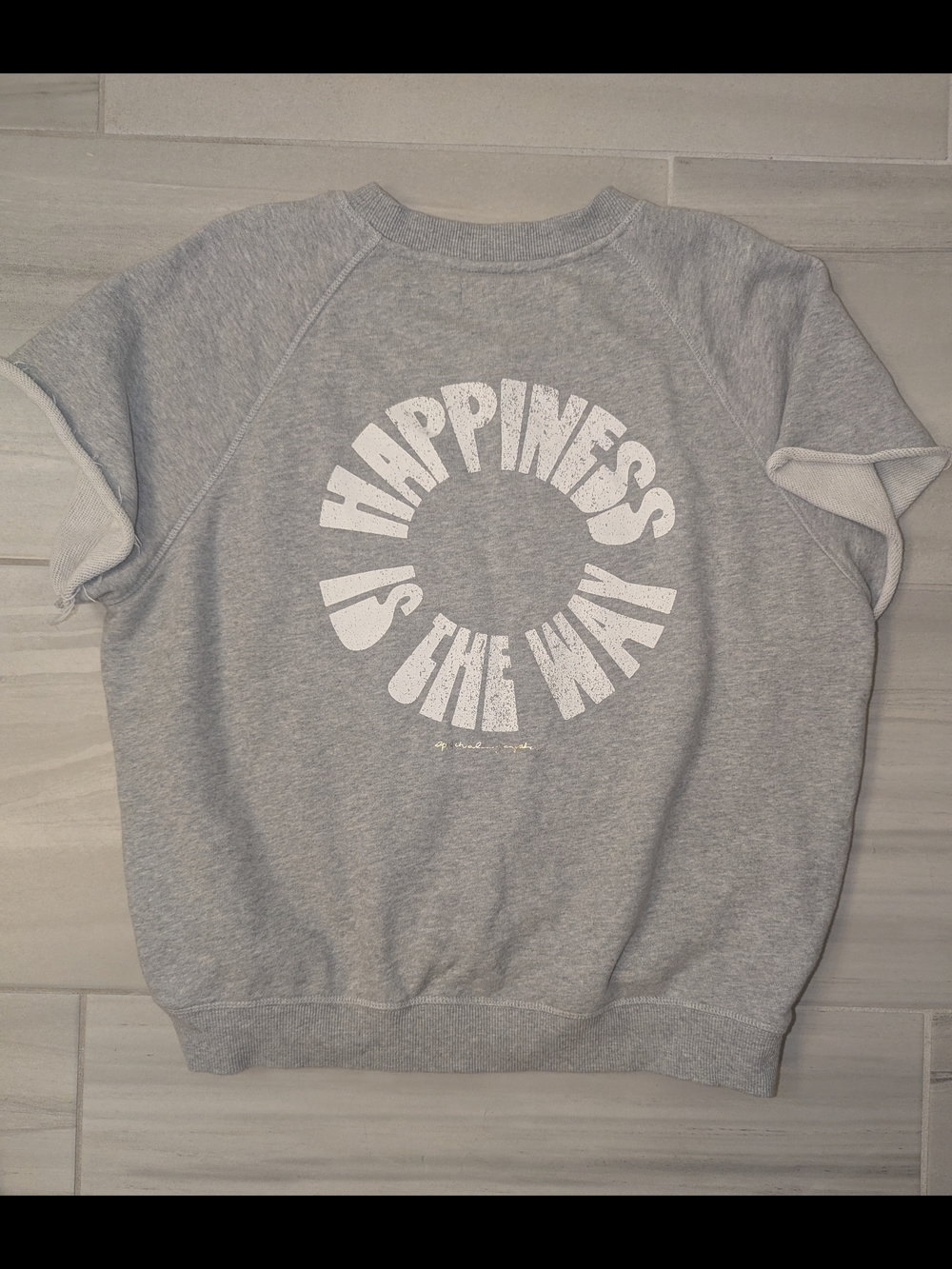 Spiritual Gangster Light Gray 'Happiness Is The Way' Short-Sleeve Sweatshirt